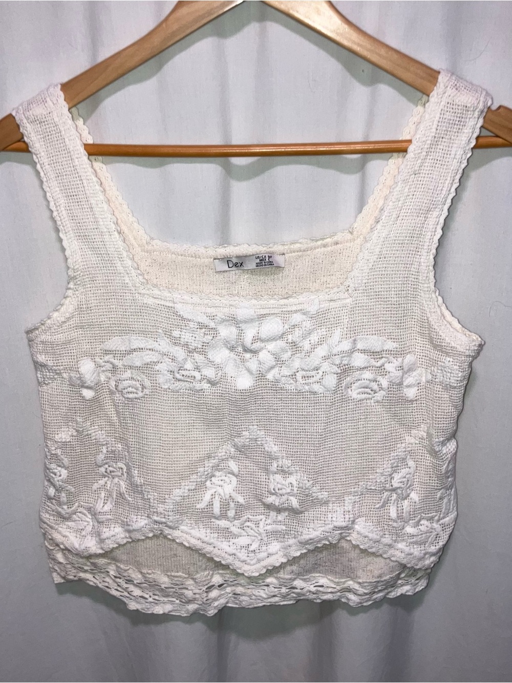 Dex Cream Crochet Floral Tank Top